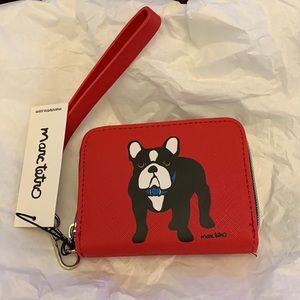 NWT Marc Tetro red wallet with French bulldog